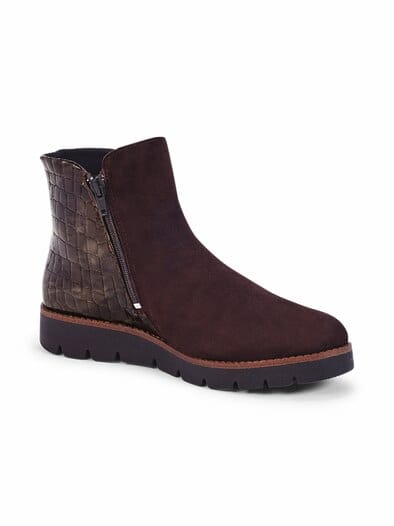 Hallux-Stiefelette Kroko Braun