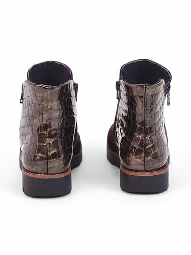 Hallux-Stiefelette Kroko Braun