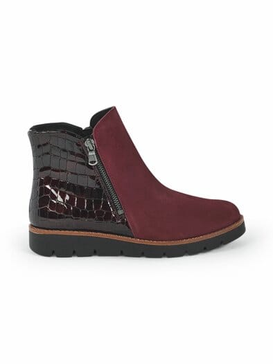 Hallux-Stiefelette Kroko Bordeaux
