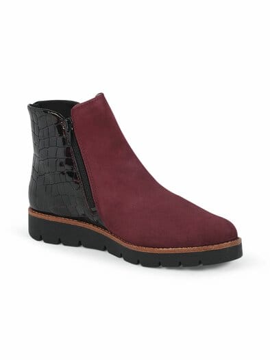 Hallux-Stiefelette Kroko Bordeaux