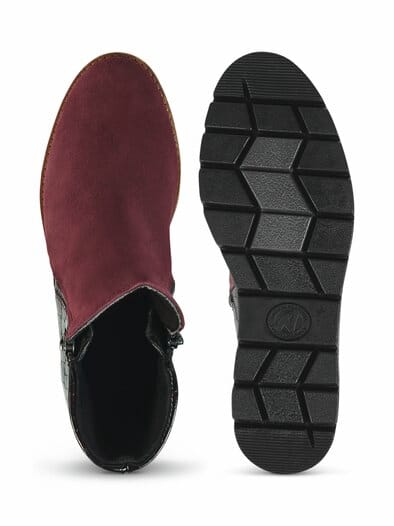 Hallux-Stiefelette Kroko Bordeaux