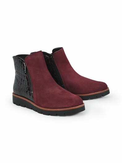 Hallux-Stiefelette Kroko Bordeaux