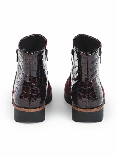 Hallux-Stiefelette Kroko Bordeaux