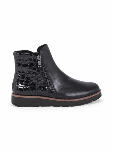 Hallux-Stiefelette Kroko Schwarz