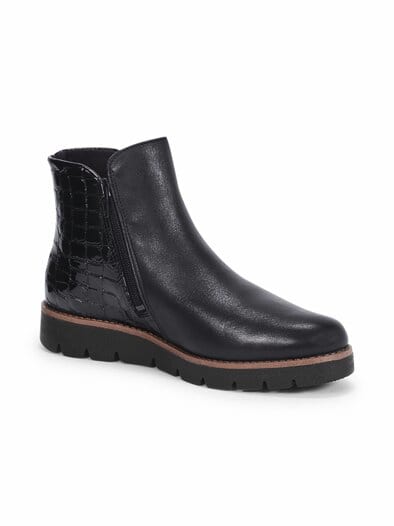 Hallux-Stiefelette Kroko Schwarz