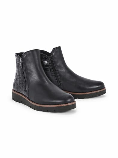 Hallux-Stiefelette Kroko Schwarz