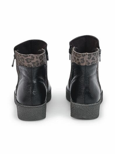 Hallux-Hirschleder-Stiefelette Schwarz-Leo