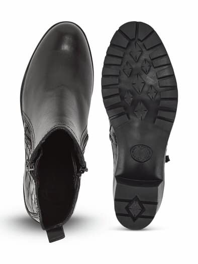 Hallux-Absatz-Stiefelette Kroko Schwarz