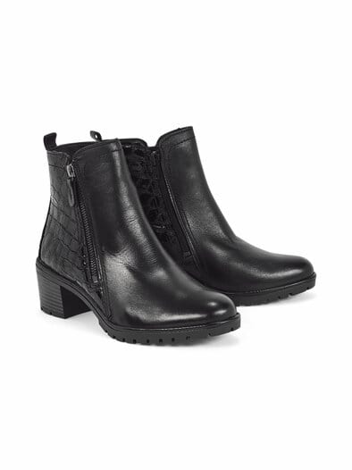 Hallux-Absatz-Stiefelette Kroko Schwarz