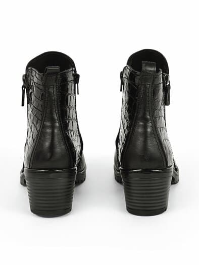 Hallux-Absatz-Stiefelette Kroko Schwarz