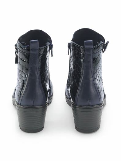 Hallux-Absatz-Stiefelette Kroko Blau