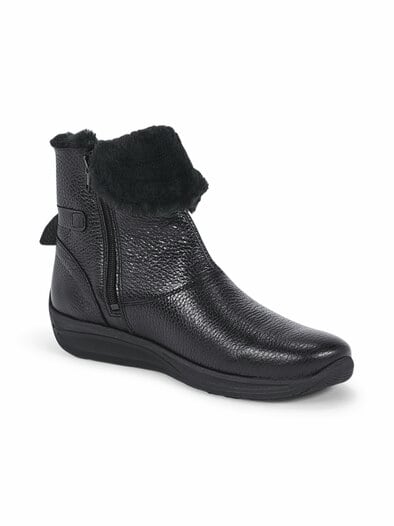 Hallux-Hirschleder Kuschel-Bootie Schwarz