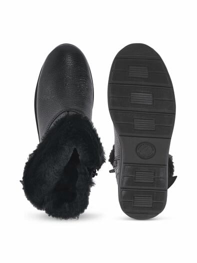Hallux-Hirschleder Kuschel-Bootie Schwarz