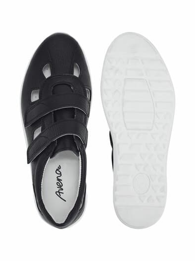 Hirschleder-Klettschuh Komfortweite Schwarz