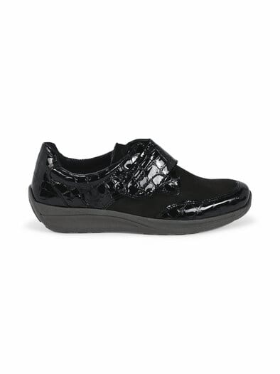 Hallux-Klettschuh Bequemsoft Schwarz-Kroko