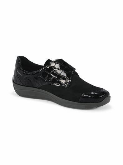 Hallux-Klettschuh Bequemsoft Schwarz-Kroko