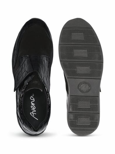 Hallux-Klettschuh Bequemsoft Schwarz-Kroko