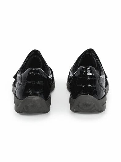 Hallux-Klettschuh Bequemsoft Schwarz-Kroko