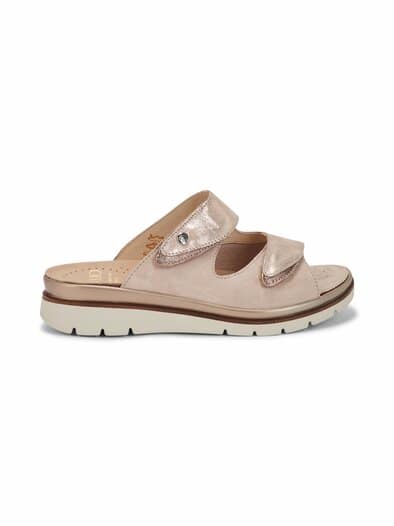 Fidelio-Hallux Klettpantolette Beige glänzend