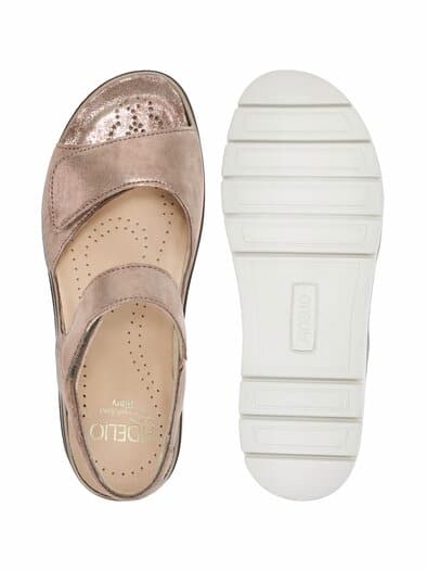 Fidelio-Hallux Klettsandale Beige glänzend