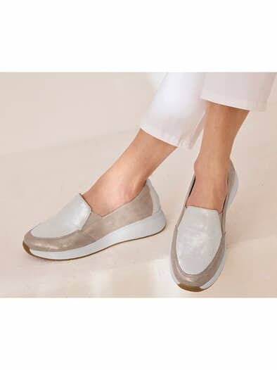 Fidelio- Hallux Komfortslipper Beige glänzend