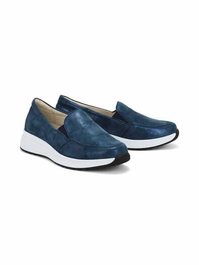 Fidelio- Hallux Komfortslipper Blau glänzend