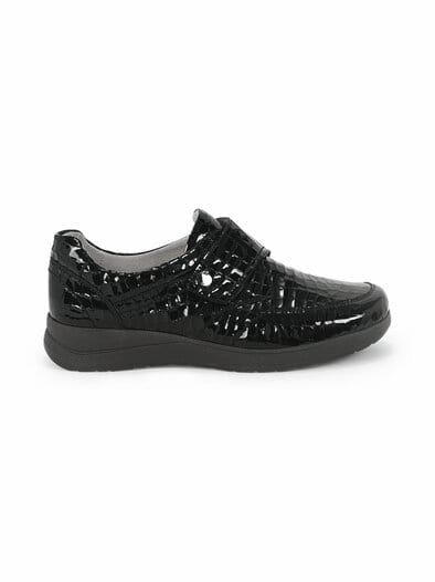 Hallux-Klettschuh Komforweite Schwarz-Lack