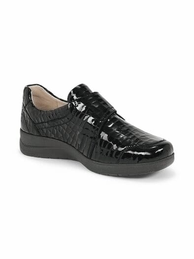 Hallux-Klettschuh Komforweite Schwarz-Lack