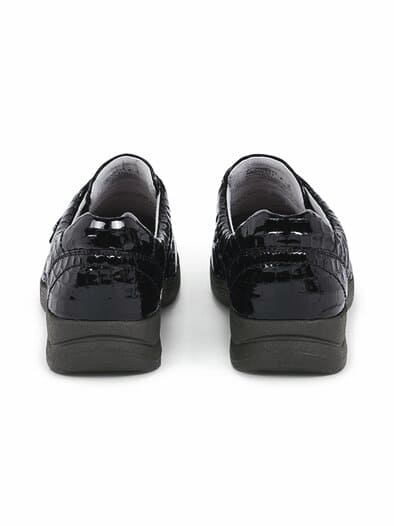 Hallux-Klettschuh Komforweite Schwarz-Lack