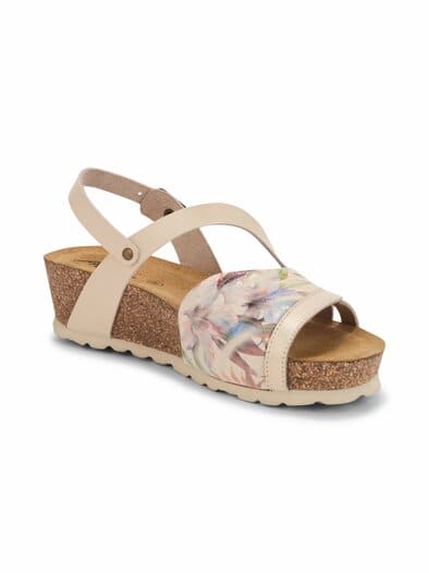 Hallux-Sandale Keilabsatz Beige