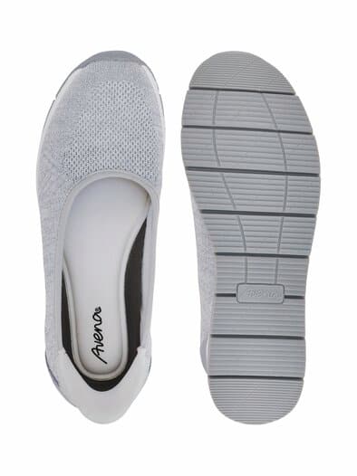 Hallux-Schlupf Ballerina Memory Weiß-Silber