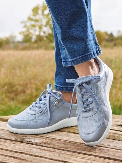 Hallux-Hirschleder Schnürer Hellblau