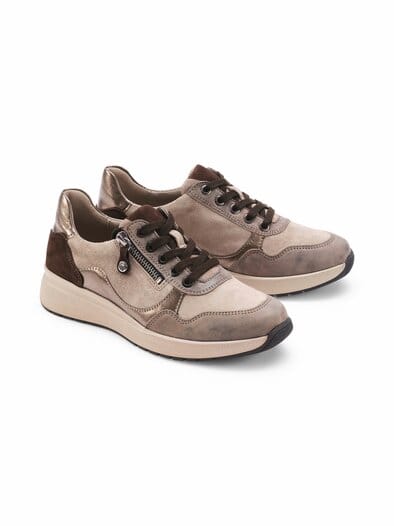 Hallux-Schnürer Reißverschluss Beige-Multicolo