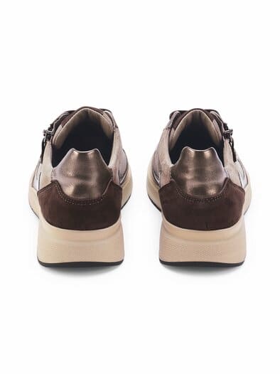 Hallux-Schnürer Reißverschluss Beige-Multicolo