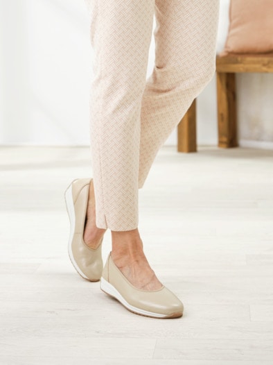Hirschleder-Ballerina Beige