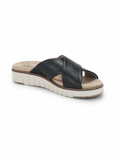 Hallux-Hirschleder Kreuz Pantolette Schwarz