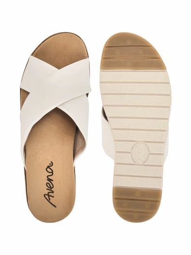 Hallux-Hirschleder Kreuz Pantolette Weiß