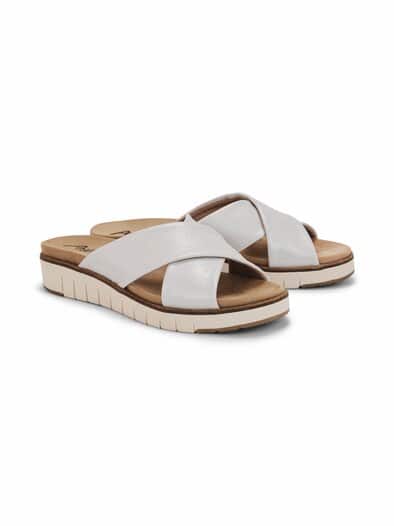 Hallux-Hirschleder Kreuz Pantolette Weiß