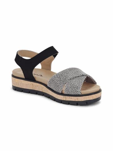 Hallux-Klett Sandale Exotik Schwarz-Weiß