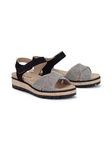 Hallux-Klett Sandale Exotik Schwarz-Weiß