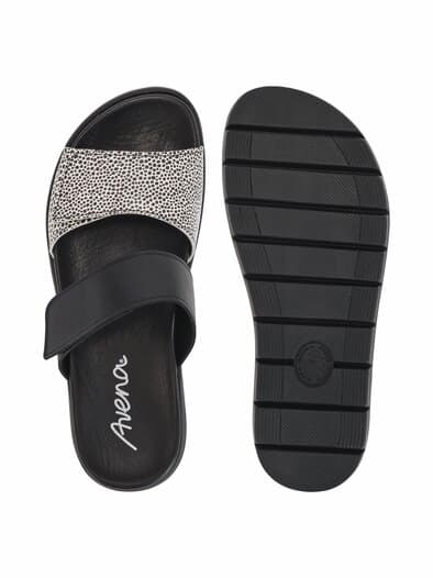Hallux-Klett Pantolette Exotik Schwarz-Weiß