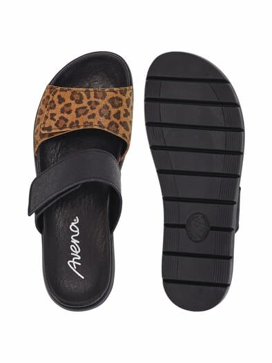 Hallux-Klett Pantolette Exotik Schwarz-Braun