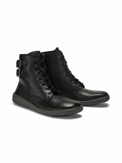 Schnürstiefelette-Naturform Schwarz