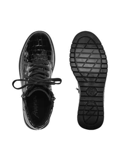 Schnürstiefelette Luftpolster Schwarz