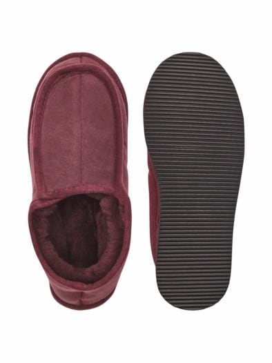 Lammfell-Hausschuh Aubergine