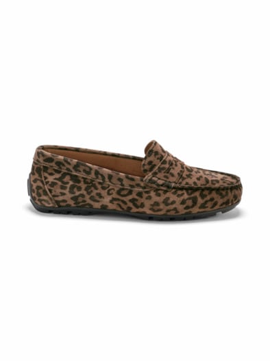 Super-Soft Mokassin Leoprint Braun