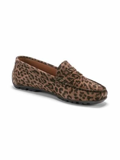 Super-Soft Mokassin Leoprint Braun