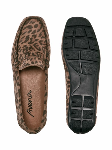 Super-Soft Mokassin Leoprint Braun