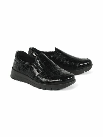 Hallux-Slipper Extraweit Schwarz-Kroko