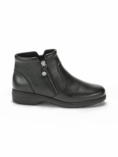 Doppel-Reißverschluss Stiefelette Schwarz